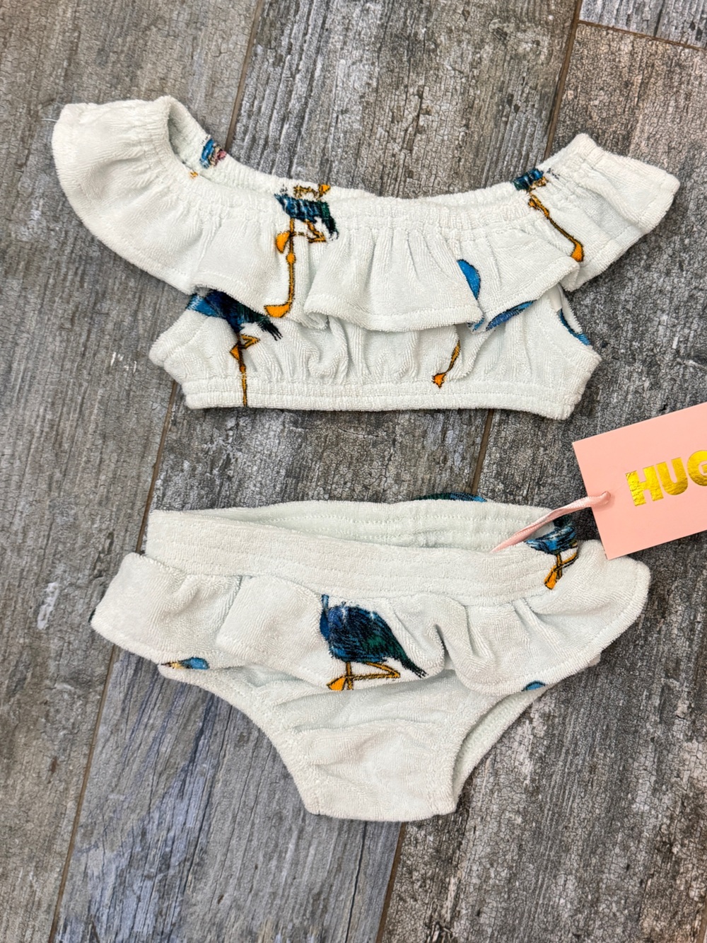 HUGO LOVES TIKI terry cloth ruffled 2 piece